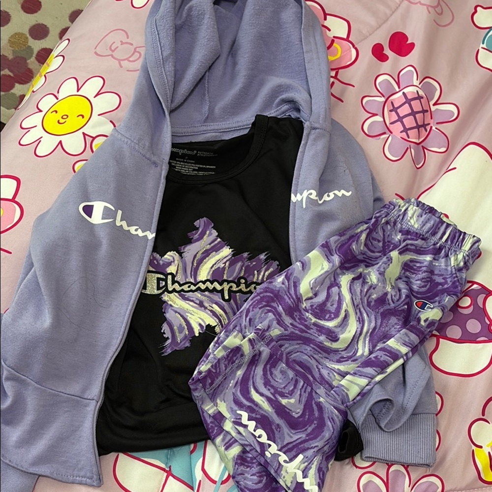 Champion Lavender and Black Hoodie Set